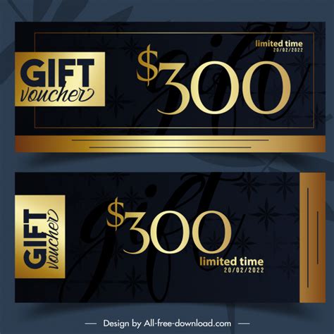 Gift voucher templates contrast design luxury golden decor Vectors graphic art designs in ...