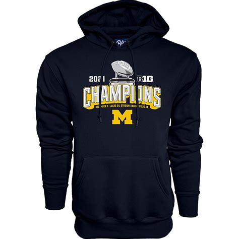 Michigan Wolverines Mens Football Big Ten Champions Navy Hooded ...