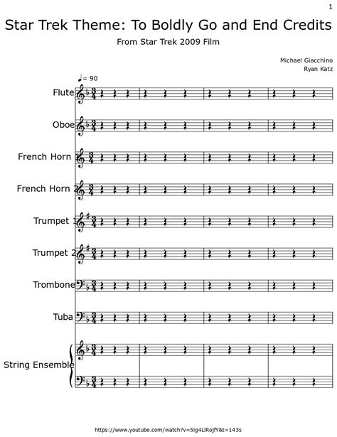 Star Trek Theme: To Boldly Go and End Credits - Sheet music for Flute ...