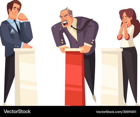 Political debate cartoon composition Royalty Free Vector