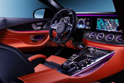 Mercedes-Benz AMG GT Car Interior with Expensive Red Leather Carbon ...