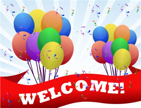 Colorful Welcome balloons and banner illustration design — Stock Photo © alexmillos #6416943