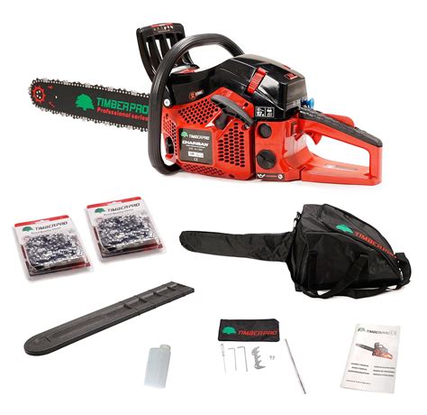 TIMBERPRO Professional Series 62cc Petrol Chainsaw with 20" Bar and 2 ...