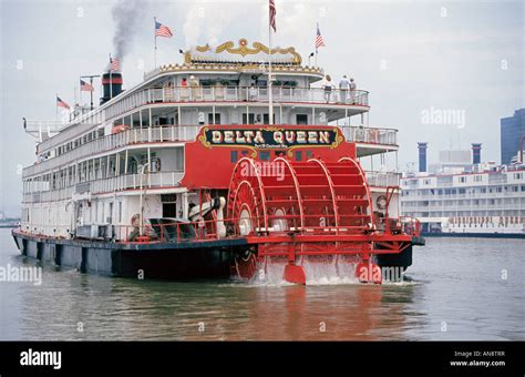 USA LOUISIANA A view of the paddlewheel steamboat Delta Queen on the Mississippi River near ...