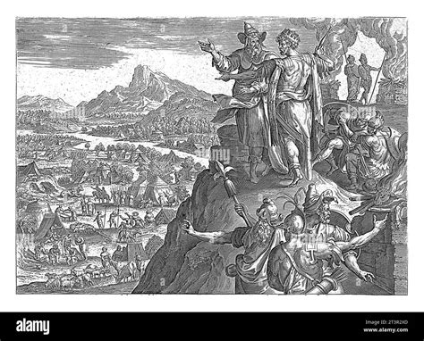 Balaam and King Balak, Maerten de Vos, 1585 Balaam stands with Balak ...