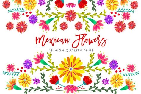 Mexican Watercolor Floral Clipart Flowers Fiesta Clip Art - Etsy