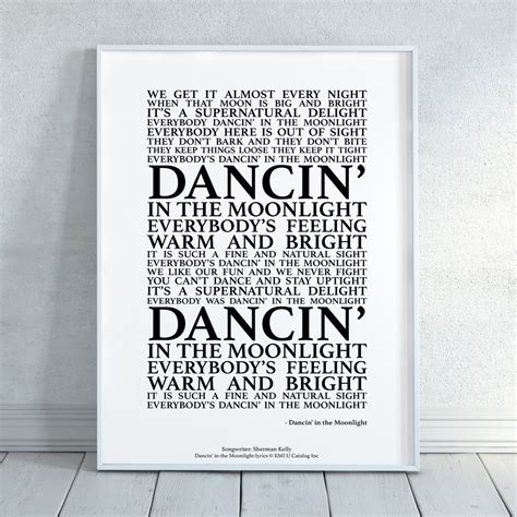 Dancin' in the Moonlight Song Lyrics Print Official Licensed Print ...