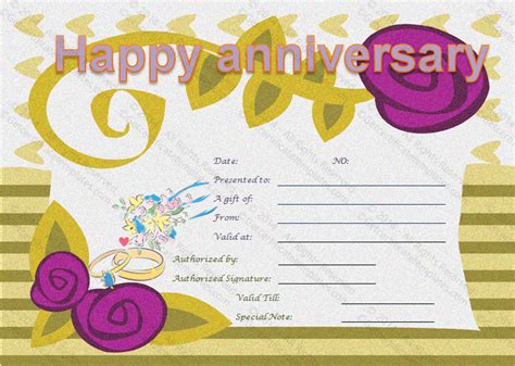 Happy Anniversary Gift Certificate Template