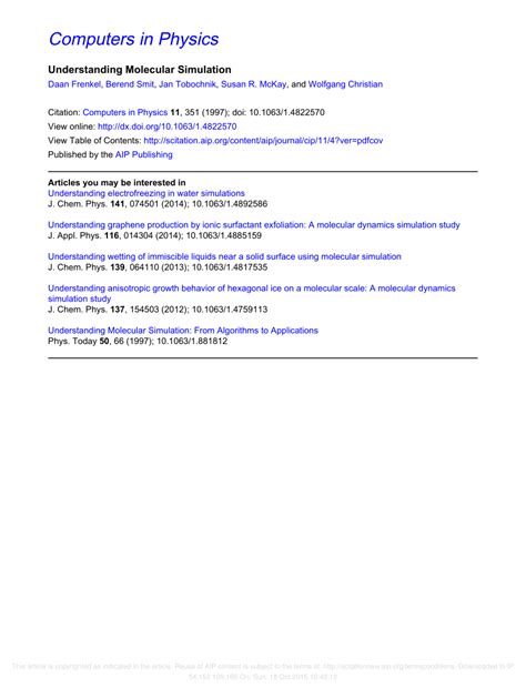 (PDF) Understanding Molecular Simulation