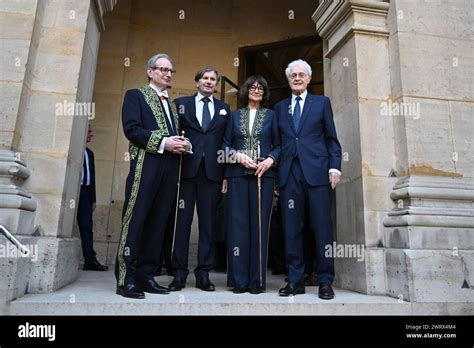 Paris, France. 14th Mar, 2024. Members of Academie Francaise Jean-Luc Marion, Daniel Rondeau ...