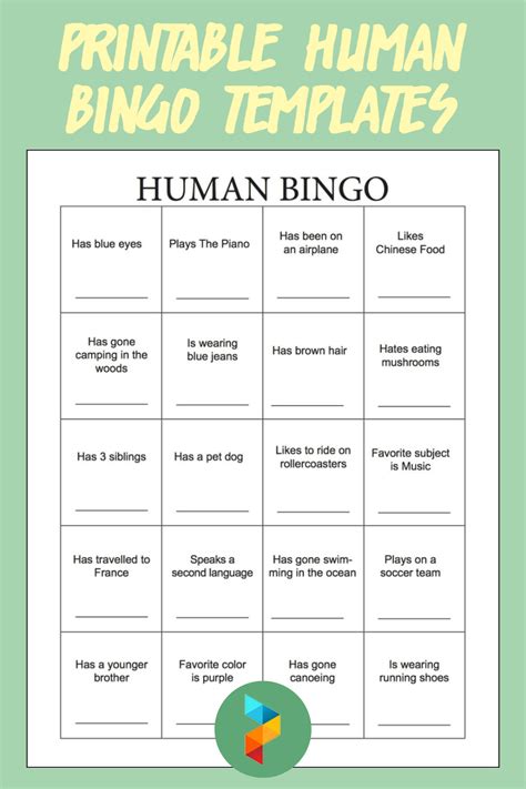 Printable Human Bingo Templates | Human bingo, Bingo template, Bingo card template