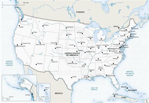 United States Map With Major Cities Printable