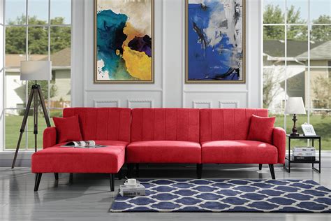 Buy Futon Recliner er Sofa Bed, Convertible Red Futon Sofa Couch Sectional with Reversible ...