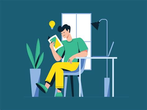 Man Reading a Book Illustration by Unblast on Dribbble