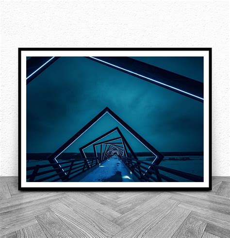 Abstract Art Print Blue Neon Wall Art Landscape Photography - Etsy