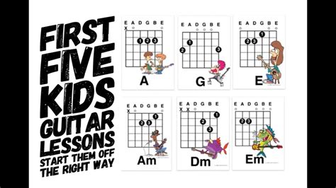 Guitar Lessons For Kids: First Five Lesson Plans and easy chords for Chi...