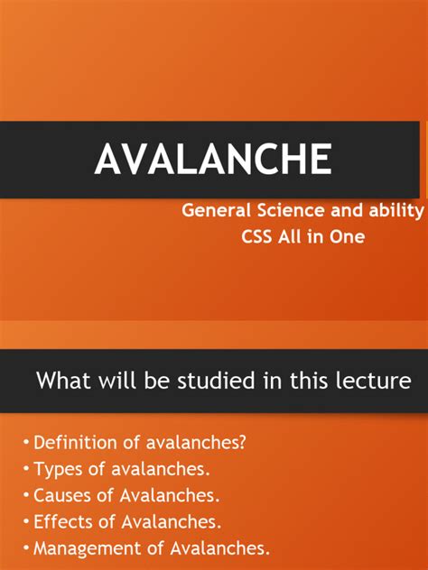 Lecture 06 What Is Avalanche and Causes of Avalanche CSS PMS General ...