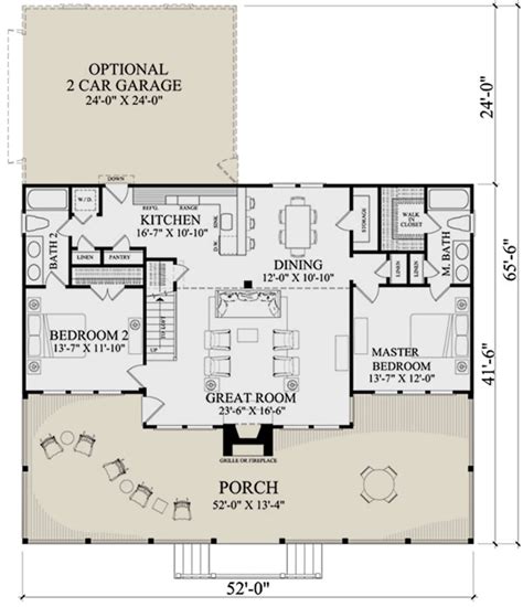 Lake Front Plan: 1,665 Square Feet, 2 Bedrooms, 2 Bathrooms - 7922-00226