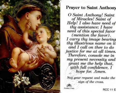 Prayer to Saint Anthony Saint of Miracles - EB108 - Grant Me Help ...