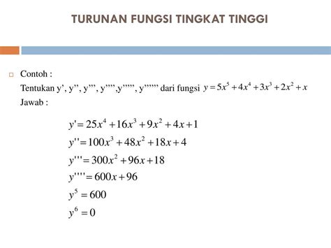 Kumpulan 10 Contoh Soal Turunan Tingkat Tinggi Dan Pembahasannya - Otosection