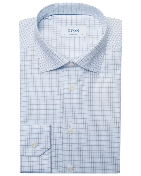 Eton Light Blue Checked Fine Twill Dress Shirt – Stanley Korshak