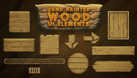 Wood UI Elements - thegameassetsmine