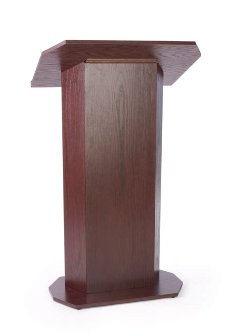 Portable Podium for Floor, Large Reading Surface, Open Back with Shelf - Mahogany | Lectern ...