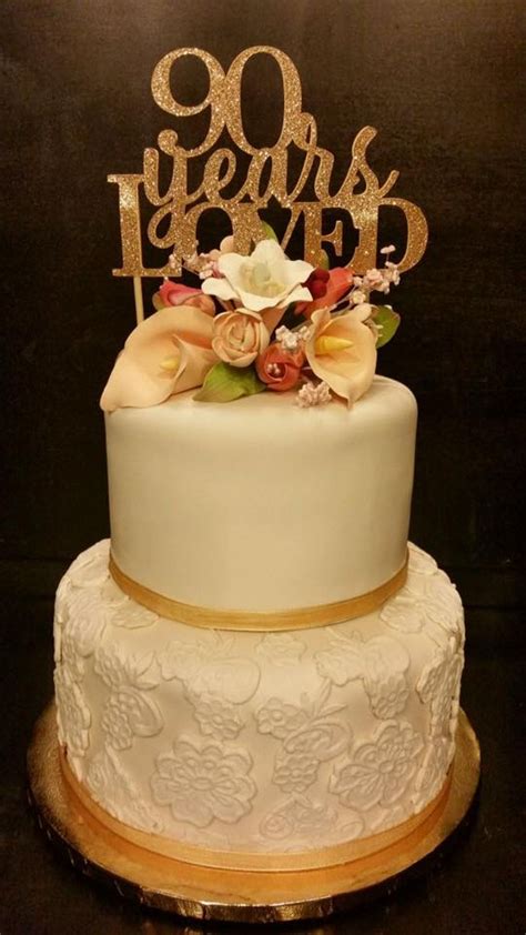 Pearl's 90th Birthday Cake with Gumpaste Flowers