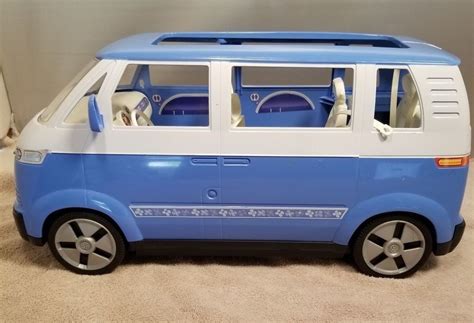 Vintage 2002 Mattel Barbie Blue White VW Volkswagon Micro Bus Family ...