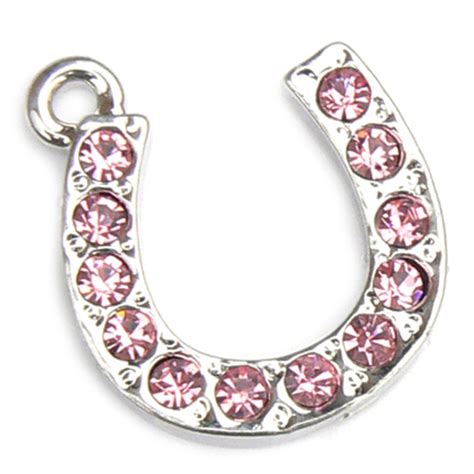 Pink Crystal Horseshoe Charm