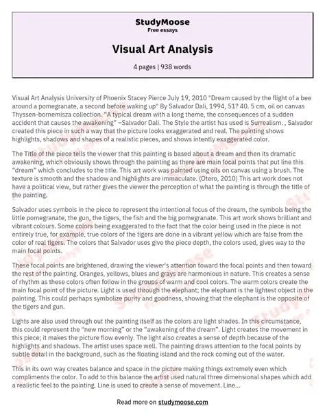 Visual Art Analysis Free Essay Example