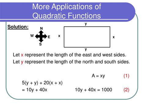 PPT - More Applications of Quadratic Functions PowerPoint Presentation - ID:6308879