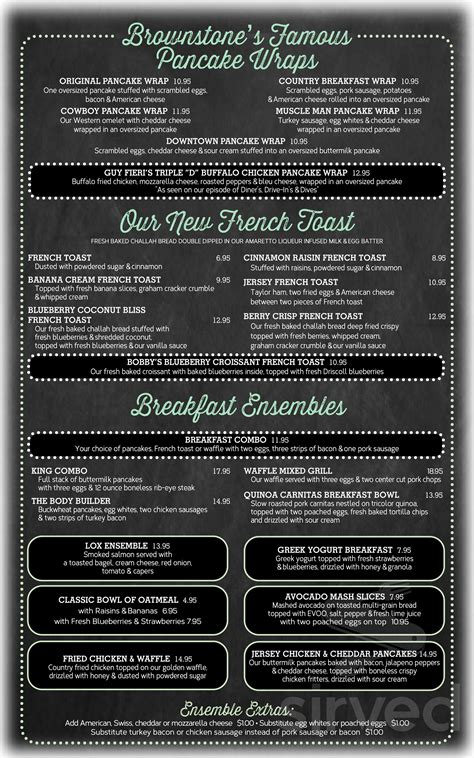 Brownstone Pancake Factory (Freehold, NJ) menu in Freehold, New Jersey, USA