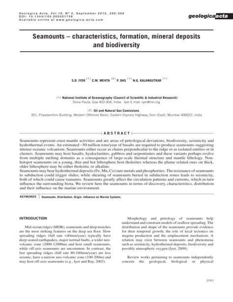 Seamounts – characteristics, formation, mineral deposits