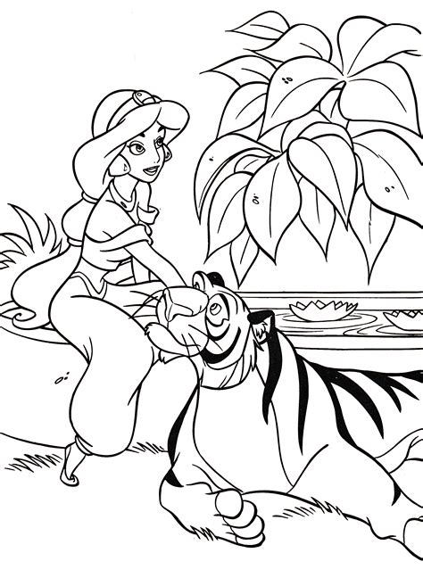 Walt Disney Coloring Pages - Princess Jasmine & Rajah - Walt Disney ...