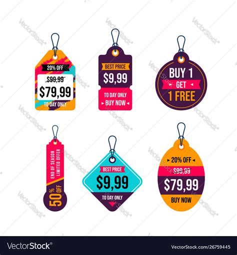 Hanging tags collection price tags design Vector Image