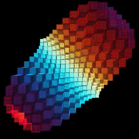 an abstract pixellated image with different colors and shapes on black ...