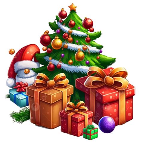 Cartoon Christmas Gifts And Tree, Christmas Clipart, Tree Clipart, Cartoon Clipart PNG ...