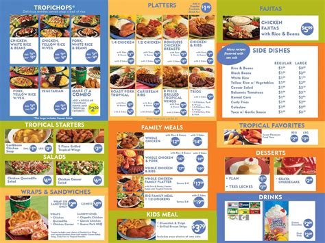 Menu at Pollo Tropical fast food, Miami, 8975 S Dixie Hwy