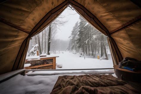 Premium AI Image | The view from inside a cozy warm tent in the snow created with generative ai