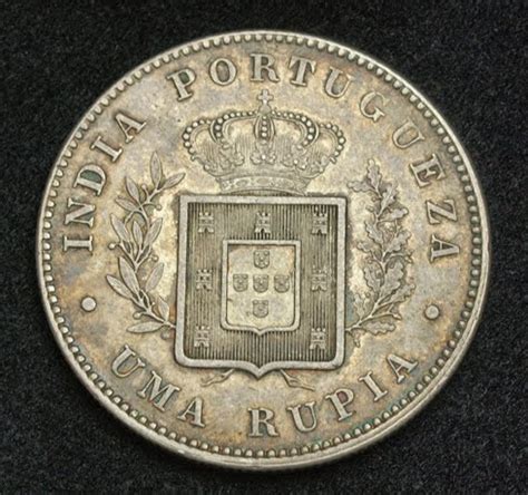 Coins of Portuguese India One Rupia Silver Coin of 1881 King Luis I of ...