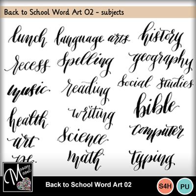 Digital Scrapbooking Kits | Back to School Word Art 02-(MemMos ...