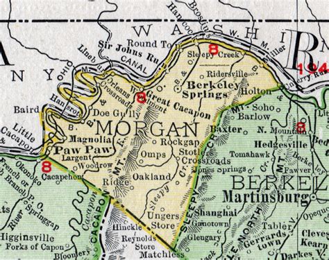 Morgan County, West Virginia 1911 Map by Rand McNally, Berkeley Springs ...