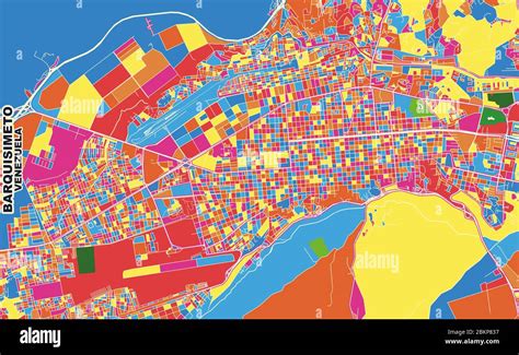 Colorful vector map of Barquisimeto, Venezuela. Art Map template for ...