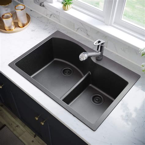 T811-Black Quartz Composite Sink with Matching Strainers - Walmart.com - Walmart.com