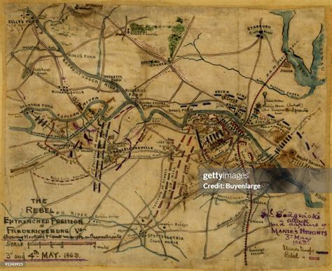 Chancellorsville area encompassing Kelly's Ford in the upper left,... News Photo - Getty Images