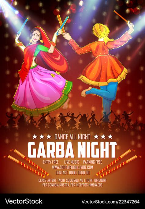 Couple playing dandiya in disco garba night poster