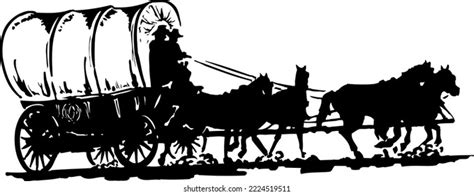 Horse And Covered Wagon Clipart Silhouette