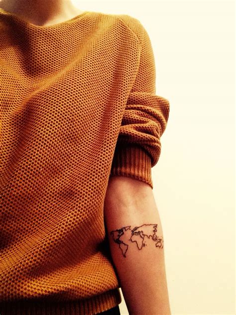 World map contour tattoo | Trendy tattoos, World map tattoos, Tattoos