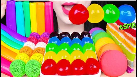 ASMR RAINBOW FOODS *GIANT BOBA, RAINBOW CHEESE, JELLY GUMMY, CAKE 무지개 ...